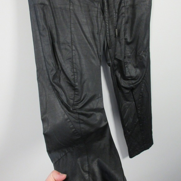 Annette Gortz Waxed Pants Women 36 US 6 Black Drawstring Pocket Zip Designer 314 - Picture 8 of 15